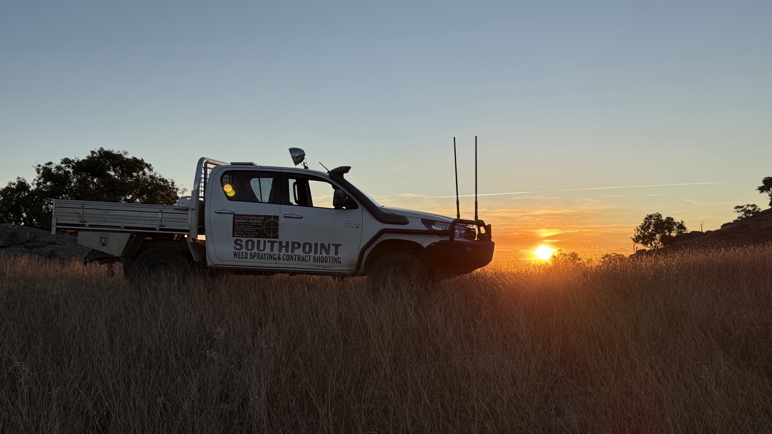 SouthPoint ute working on a rural property near sunset